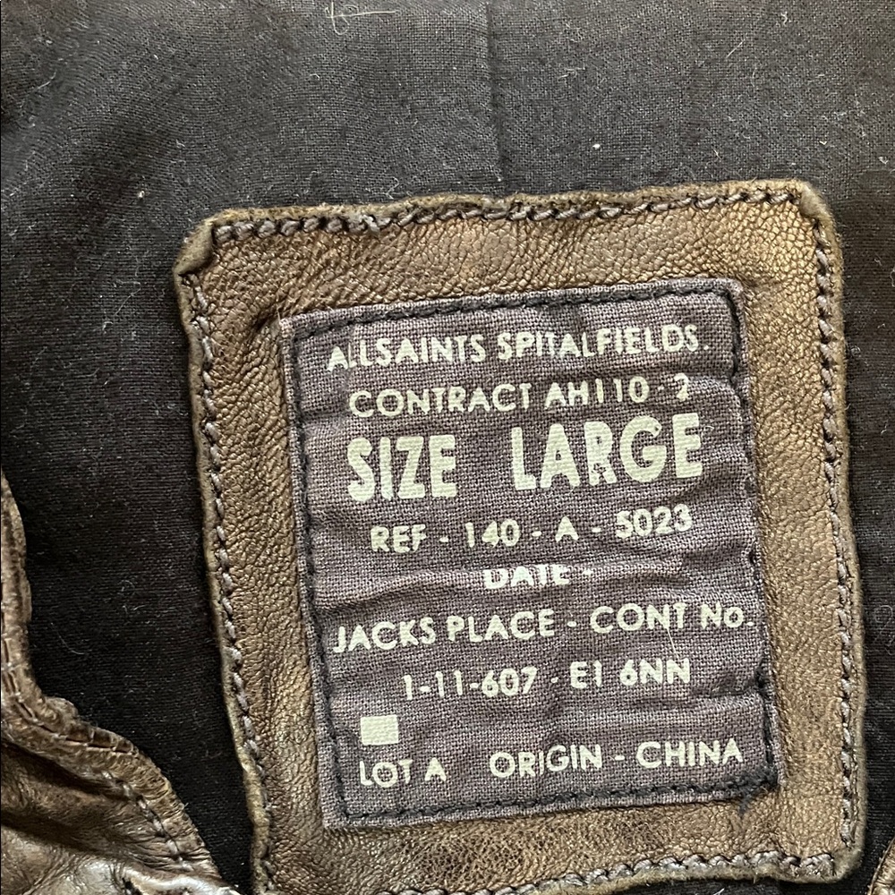 Men's dark olive green Leather Jacket - Picture 2 of 9